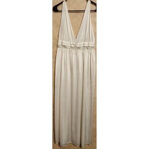 Gilead Vintage Ivory Nylon Nightgown Lace Trim Empire Waist Made in USA Small